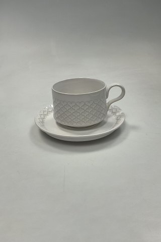 Bing and Grondahl/Kronjyden Stonware White Cordial Coffee Cup and Saucer No. 305