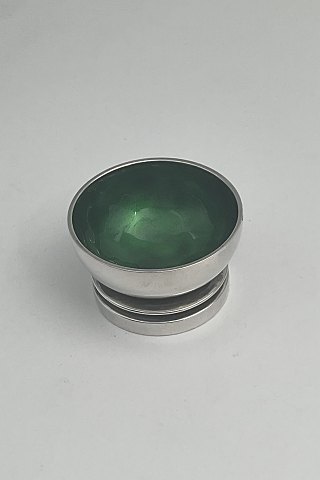 Georg Jensen Sterling Silver Pyramid Saltcellar No 632 (Green enamel)