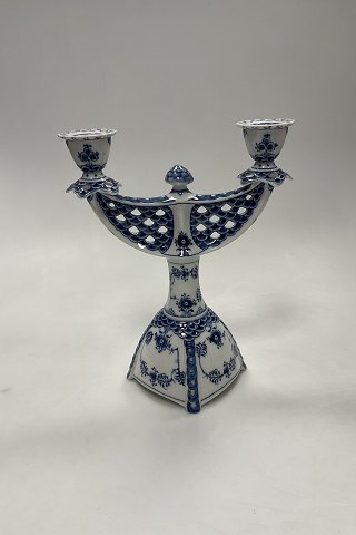 Royal Copenhagen Blue Fluted Full Lace Two-Armed Candelabra No. 506 / No 1169