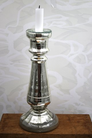 Stor antik fransk mundblæst 1800 tals lysestage i fattigmandssølv.H: 30,5cm...
