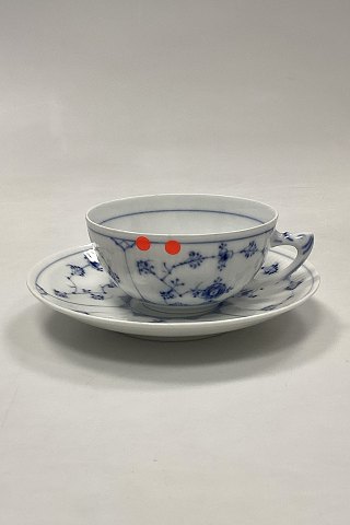 Bing and Grondahl Blue Painted / Blue Fluted Large Tea Cup and saucer - CHIPPED