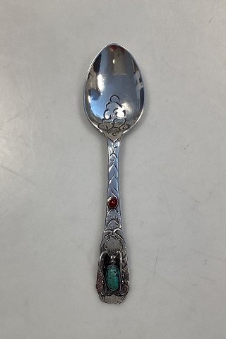 Danish Ornamented silver spoon from H. Fischer in the form of insect