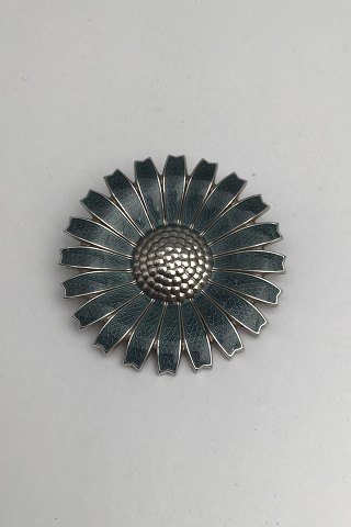 Georg Jensen Sterling Silver Marguerit Daisy Brooch / Pendant (Olive Green)