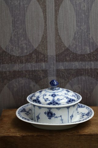 Rare Blue Fluted Half Lace Butter Jars from Royal Copenhagen...