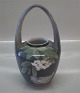 Royal Copenhagen figurine 915-29 RC Green vase with handle decorated with chicken 19 cm