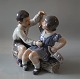 Dahl Jensen figurine1214 Boy & Girl with ship (DJ) 20.5 cm