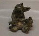 Royal Copenhagen figurine 1107 RC Polar bear Wrestling 1907 Knud Kyhn 14 cmRare brown version 1452