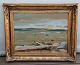 Painting Gunnar Bundgaard Mariagerfjord Oil on canvas Inclusive nice golden frame 42 x 52 cm