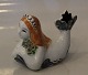 Aluminia kunstfajance 338-3670 Aluminia Fajance Figur: Havfrue liggende med blomster buket  9 x 11 cm Doreen Middelboe 1969