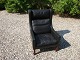 Hvilestol /øreklapstol i sort skind Dansk design fra 1960´erne står som ny 5000 m2 udstilling