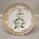 Kongelig Dansk Porcelæn Flora Danica20-3554 Galeopsis Ochroleuca Lauv.Fad til lille rund frugtkurv, flad tallerken med gennemskåret bort 23 cm