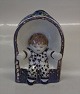 Aluminia Copenhagen Faience 18-3558 RC Faience "Joy of life" child in chair 1968 13 x 8 cm Doreen Middelboe