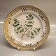 Kongelig Dansk Porcelæn Flora Danica20-3554  Fad til lille rund frugtkurv, flad tallerken med gennemskåret bort 23 cm Anagallis coerulea Schreb. Fra år 1975.