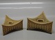 Large and smal triangular candlestick Relief Nissen Kronjyden B&G Quistgaard  Stoneware