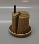 Relief 531 Salt shaker 10 cm541 Pepper pot 6.5 cm / 2.5"551 Mustard jar with lid 5 cm Nissen Kronjyden B&G Quistgaard  Stoneware