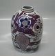 Aluminia kunstfajance 181-2878 Vase Lila Blomstermotiv Tenera Kari Christensen 18 cm