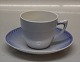 B&G PorcelainBlue toned smooth 102 Cup and saucer pierced rim (305,5)