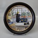 Royal Copenhagen Round Carl Larsson Porcelain painting in wooden frame 26 cm Flowers on the Windowssill Motif #1