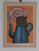 Original Henry Heerup "Coffee Spirit" Kaffetrold Lithographie in colours Signed Heerup and numbered 251 of 500. In Alu Frame 51 x 38 cm