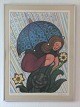 Original Henry Heerup "Rain" Lithographie in colours Signed Heerup and numbered 251 of 500