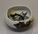 Aluminia kunstfajance 1059- 5329 Fajance lille skål med fisk 4 x 9 cm Nils Thorsson 