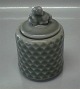 Royal Copenhagen Art Pottery3622 RC Celadon jar with animal on top 12 x 7.5 cm Hans Henrik Hansen