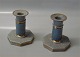 Kongelig Dansk  Craquelé, Craquele 458-3303 Kgl. Lysestager blå, grå og guld  10,5 cm
