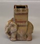 Dansk Stentøj B&G 2125? ? Lysebrun glasur - teststykke? F 710 Elefant med Howdah 9 x 8 cm