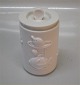 Kongelig Dansk 3287 Kgl. Hvid vase med relief (fisk) og låg 13 cm Arno Malinowski AM