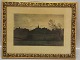Evening mood - Etching by Carl Locher 1851-1915 Measures ca 24.5 x 32 cm including original golden frame
