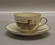 Danmark Creme porcelæn, danske motiver i brun streg, form 612 Bing & Grøndahl