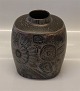 Aluminia Copenhagen Faience RC Faience 870-3751 Aluminia Brown Vase 17 x 15 cm, Nils Thorsson Baca