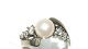 White Gold Ring with Pearl and Diamonds, 14 CaratSize 57