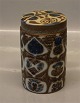 Aluminia Figurine RC Faience 720-3404 Lidded round vase (Dance macabre blue dot) 15 x 9 cm Nils Thorsson Baca 1965