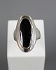 Sølv ring 925s med stor sort oval onyks. 