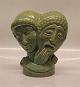 Ej blot til lyst! Svend Lindhart Buste med masker Grøn glasur 23 x 21 cm Melpomene