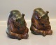 Pair of 375 VIII Ipsen Bear Bookstands 17 cm Axel Sørensen pre 1927 Denmark Ipsen Danish Art Pottery 1843-1955 Green Glazed Jade