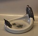 Royal Copenhagen figurine 742-0373  RC Card tray - finches 15 x 20 x 18 cm Th. Madsen 1902