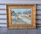 Huse ved vej af Knud Bøstrup37x41 cm.
