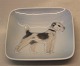 Royal Copenhagen 3663 RC Dog tray with terrier, square 10.5 cm