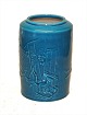 Dansk Stentøj - porcelæn  B&G 19-191 Turkis glaseret vase med høns 15.5 cm Mogens Bøggild Signeret MB