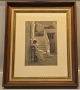 Syende pige i italiensk villa (Mezzotinte sort) c. 1928 26.3 x 19.1 cm. Signeret original Radering af Peter Ilsted #34 af 50 I flot guldramme