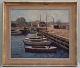 Painting : Gunnar Bundgaard Mariager Marine 1959 Oil on canvas 64 x 74 cm including gold frame