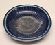 Aluminia Copenhagen Faience 2638 Marselis Blue bowl 11,5 x 2.5 cm, round with stribes, 1953