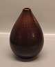Aluminia kunstfajance 2631 Marselis Brun Vase, stor pæreformet med små kvadrater 21 x 15 cm Nils Thorsson 1953