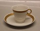 Kongelig Dansk Viftestellet, Guld 414-11538 Kaffekop 6.3 x 7.5 cm og underkop 13.5 cm