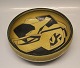 Royal Copenhagen Art Pottery RC Unique Yellow glazed Jorgen Mogensen Bowl 8 x 25 cm Abstract decoration Signed JM