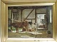 Godfred Christensen 1845-1928Maleri Stald intriør fra Sophienholm