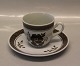 Brun Trankebar0956-45 Stor kaffekop 6.5 x 8 cm / 20 cl og underkop 15 cm Aluminia Fajance