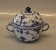 Blue Fluted Danish Porcelain half lace 691-1 Sugar bowl with lid and handles ca 10 x 13 cm